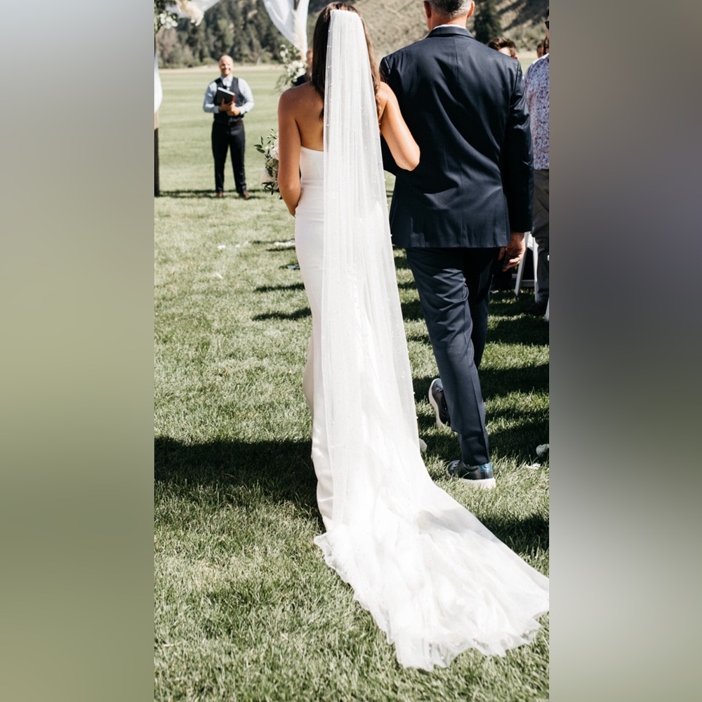 Ivory pearl wedding veil